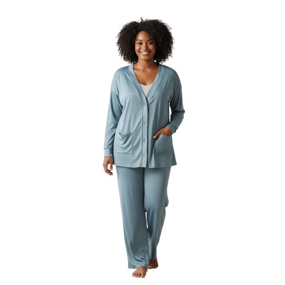 Live 2 Lounge Cardigan & Pant Set Blue  Womens Size XLarge - Picture 1 of 5
